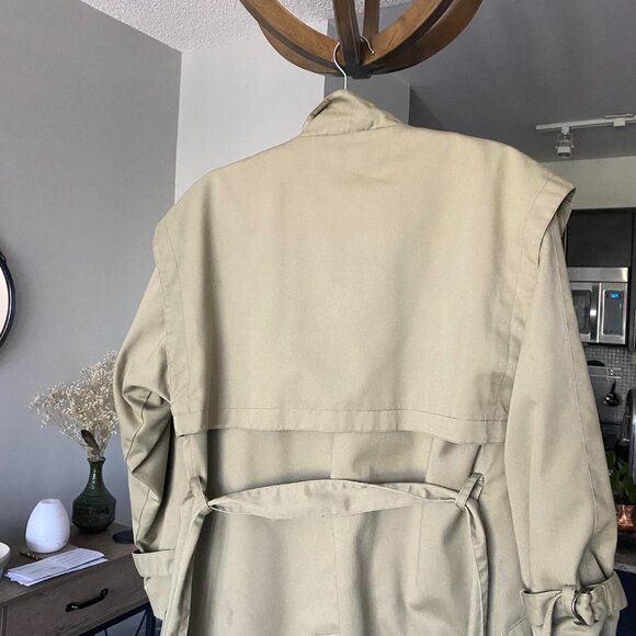 SEARS Vintage 80's Tan Longline Trench Coat Size 8 - Picture 4 of 12